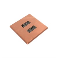 Axessline Micro Square - 2 USB-A laddare 10W, solid copper